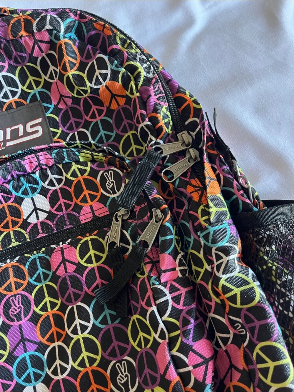 Trans by JanSport Multi-Color Peace Sign Backpack School Bag Organizer OS